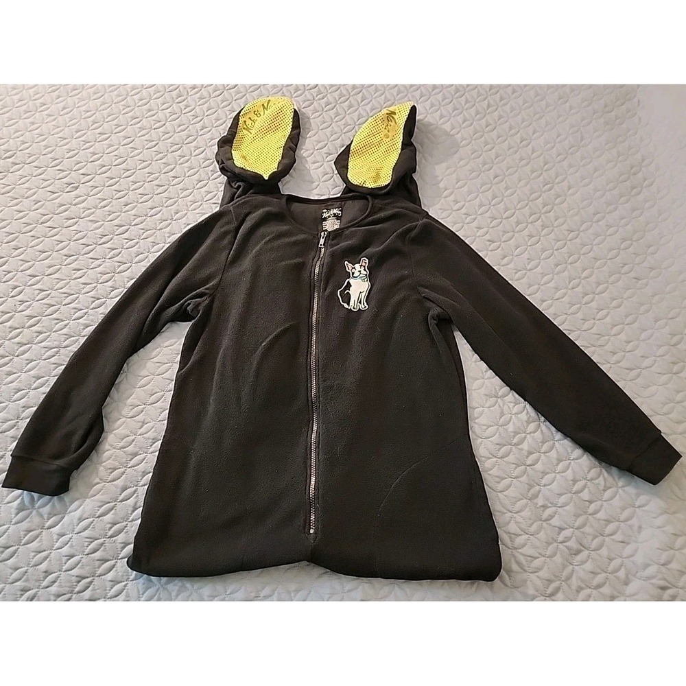 Nick‎ & Nora Women's Long Sleeve Boston Terrier One Piece Footed Fleece Pajama S